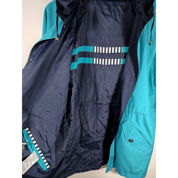 Vintage CS Essentials Windbreaker Blue Reversible Hooded Snap Button Size Medium - Picture 7 of 11